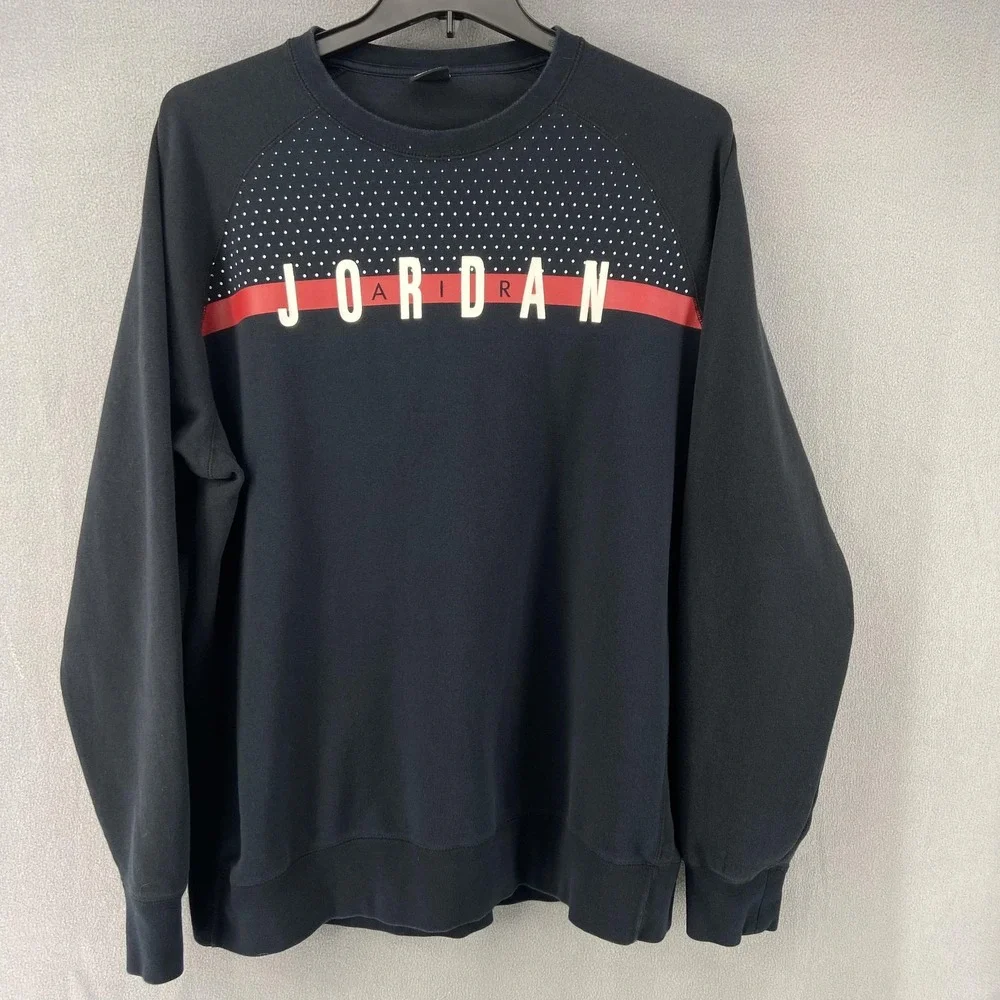 Air Jordan Sweatshirt Men 2XL Black Crewneck Pullover Logo Gym Basketball Active